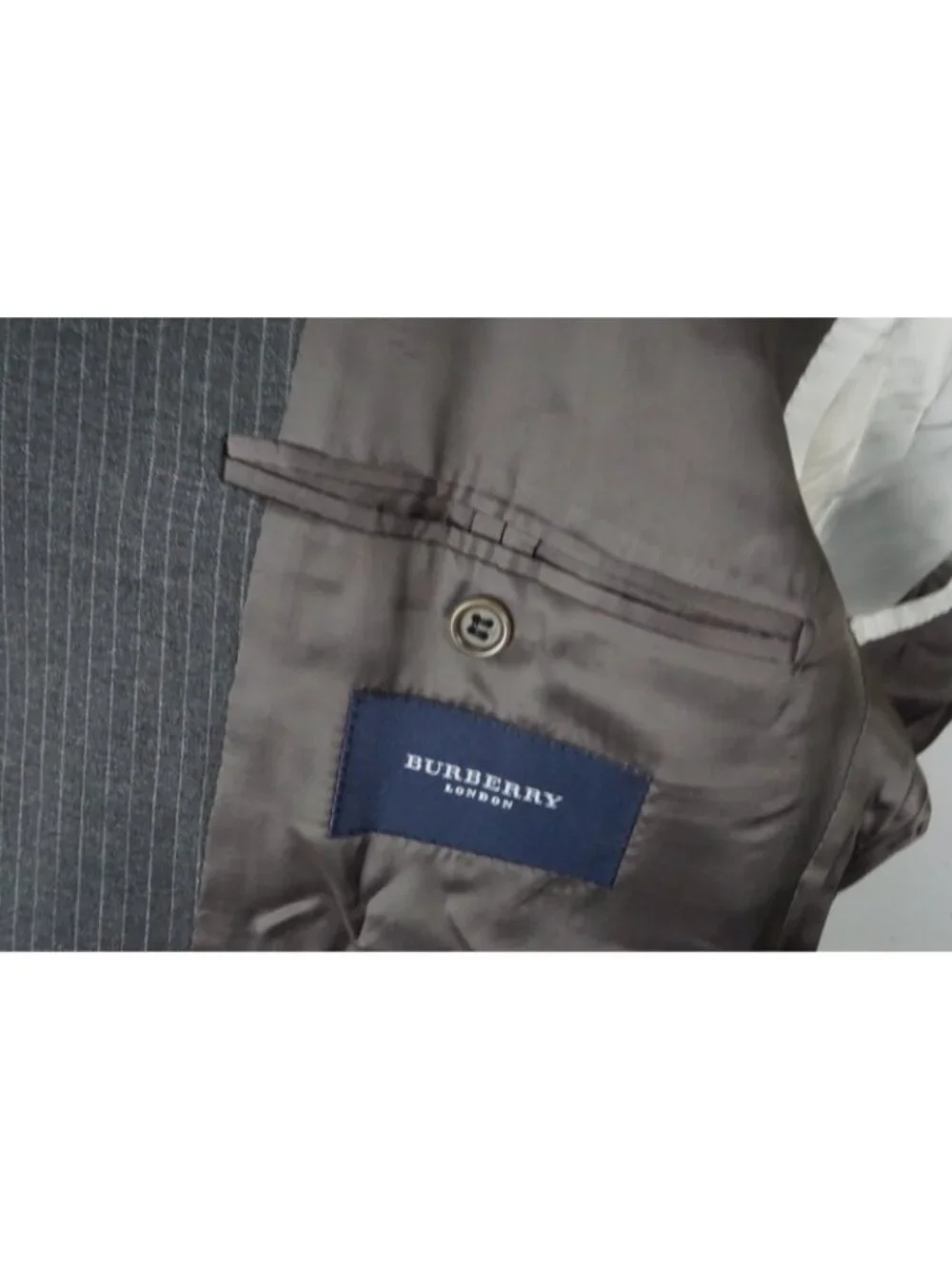 Burberry London Oxford Gray Pinstriped Wool 2 Pc Suit Jacket Pants 44R BRAND NEW